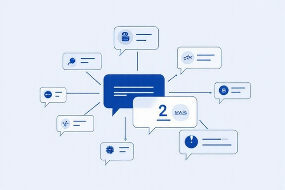 O interfață de comunicare modernă, curată, cu elemente grafice de mesagerie și conexiune.